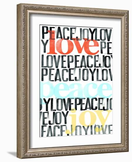 Peace, Love, Joy I-Deborah Velasquez-Framed Art Print