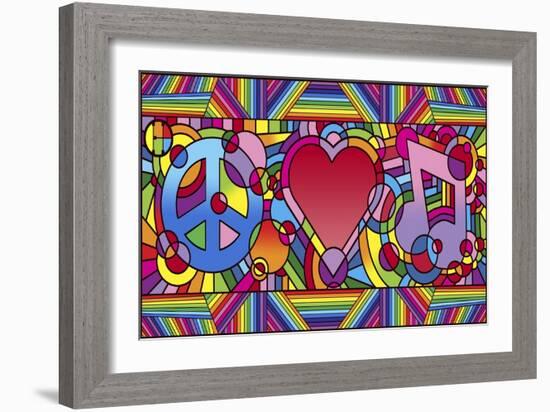 Peace Love Music B-Howie Green-Framed Giclee Print