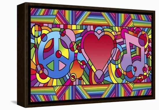 Peace Love Music B-Howie Green-Framed Premier Image Canvas