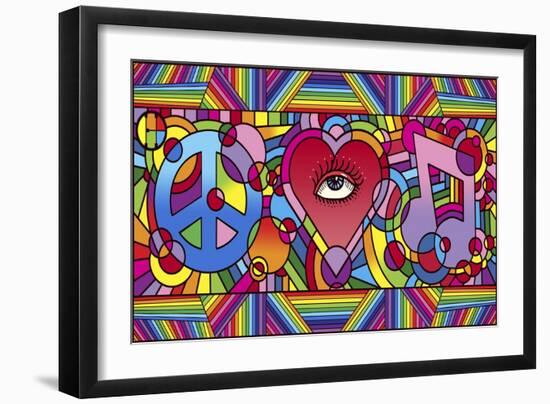 Peace Love Music C-Howie Green-Framed Giclee Print