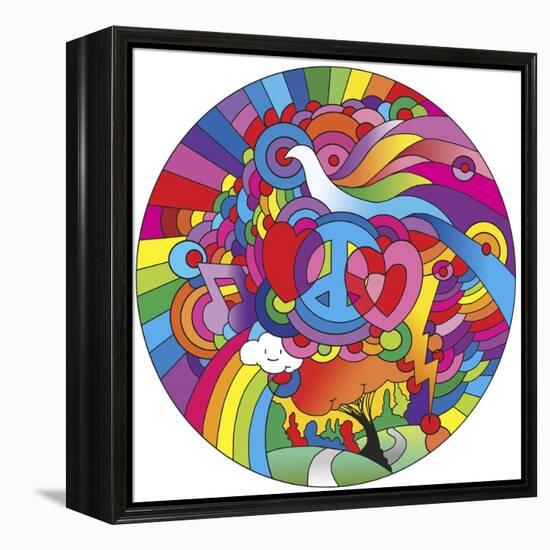 Peace Love Music Circle-Howie Green-Framed Premier Image Canvas