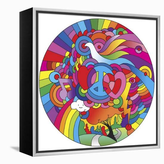 Peace Love Music Circle-Howie Green-Framed Premier Image Canvas