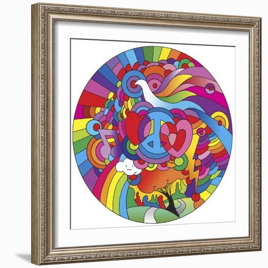 Peace Love Music Circle-Howie Green-Framed Giclee Print