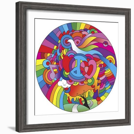 Peace Love Music Circle-Howie Green-Framed Giclee Print