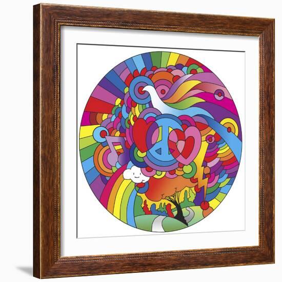 Peace Love Music Circle-Howie Green-Framed Giclee Print