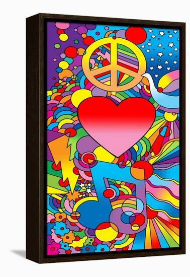 Peace Love Music-Howie Green-Framed Premier Image Canvas