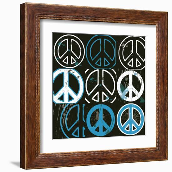 Peace Mantra (blue)-Erin Clark-Framed Art Print