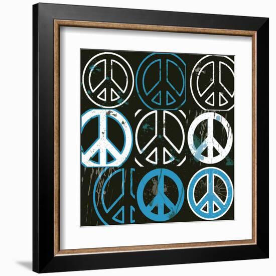 Peace Mantra (blue)-Erin Clark-Framed Art Print