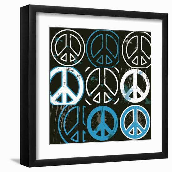 Peace Mantra (blue)-Erin Clark-Framed Art Print