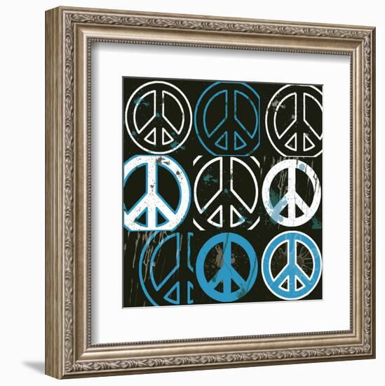 Peace Mantra (blue)-Erin Clark-Framed Art Print