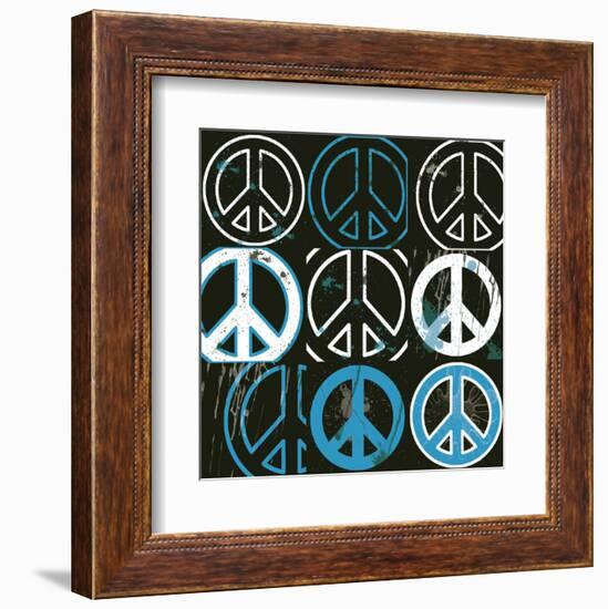 Peace Mantra (blue)-Erin Clark-Framed Art Print