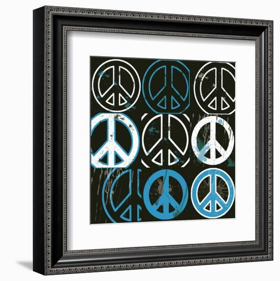 Peace Mantra (blue)-Erin Clark-Framed Art Print