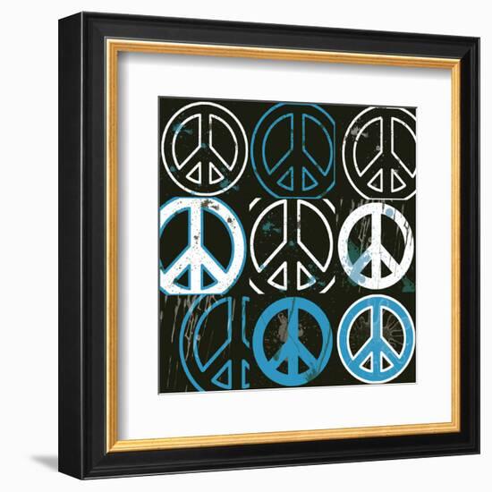 Peace Mantra (blue)-Erin Clark-Framed Art Print