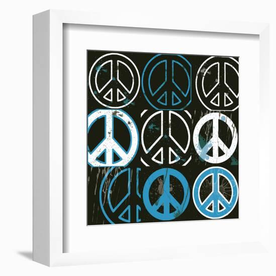 Peace Mantra (blue)-Erin Clark-Framed Art Print