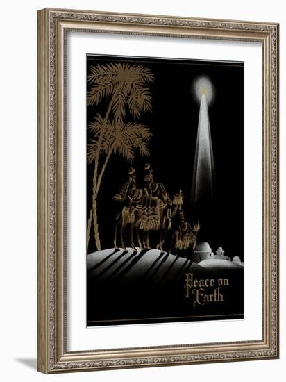 Peace on Earth, Gold Magi on Black-null-Framed Art Print