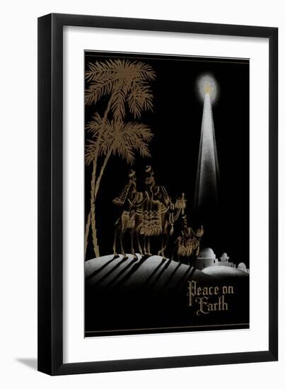Peace on Earth, Gold Magi on Black-null-Framed Art Print