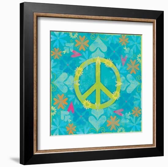 Peace Sign Floral Hearts I-Alan Hopfensperger-Framed Art Print