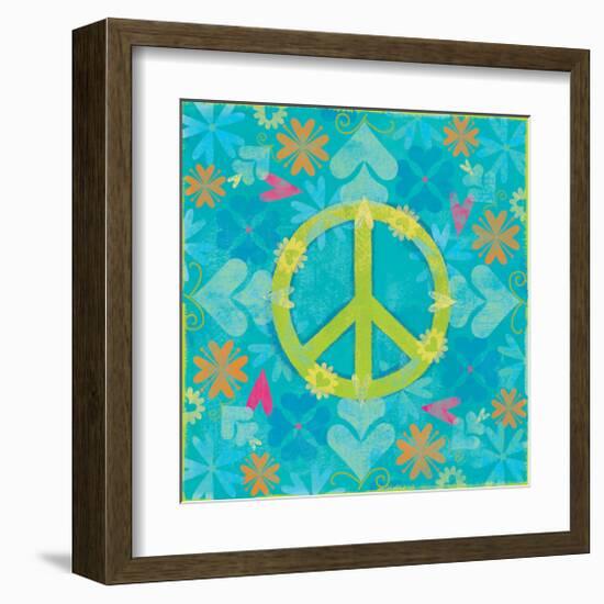 Peace Sign Floral Hearts I-Alan Hopfensperger-Framed Art Print