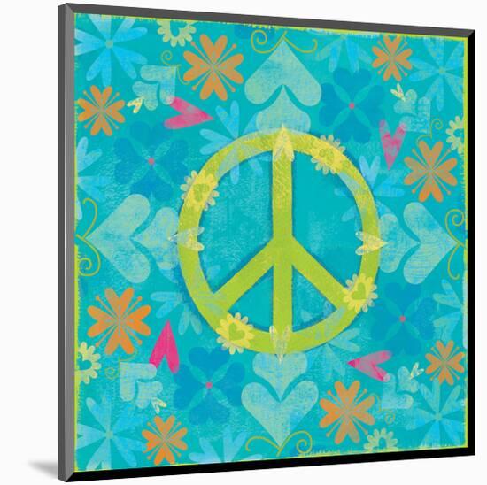 Peace Sign Floral Hearts I-Alan Hopfensperger-Mounted Art Print