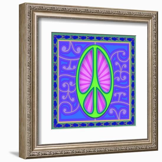 Peace sign (green)-Kem Mcnair-Framed Art Print