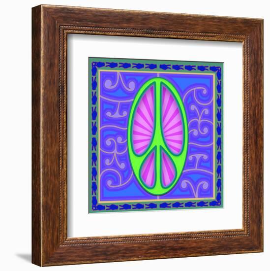 Peace sign (green)-Kem Mcnair-Framed Art Print