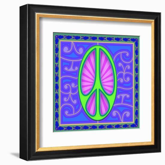 Peace sign (green)-Kem Mcnair-Framed Art Print