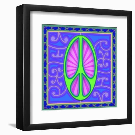 Peace sign (green)-Kem Mcnair-Framed Art Print