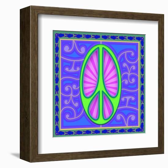 Peace sign (green)-Kem Mcnair-Framed Art Print