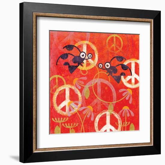 Peace Sign Ladybugs I-Alan Hopfensperger-Framed Art Print