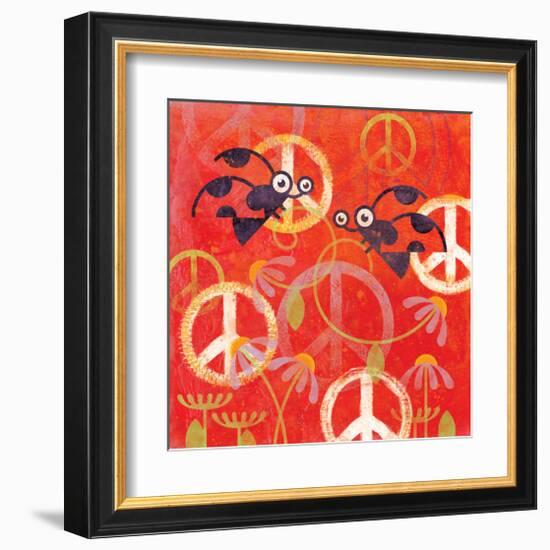 Peace Sign Ladybugs I-Alan Hopfensperger-Framed Art Print