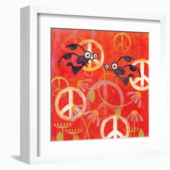 Peace Sign Ladybugs I-Alan Hopfensperger-Framed Art Print