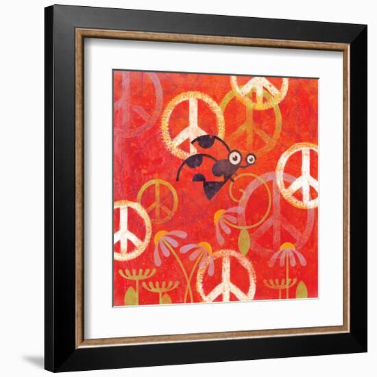 Peace Sign Ladybugs II-Alan Hopfensperger-Framed Art Print