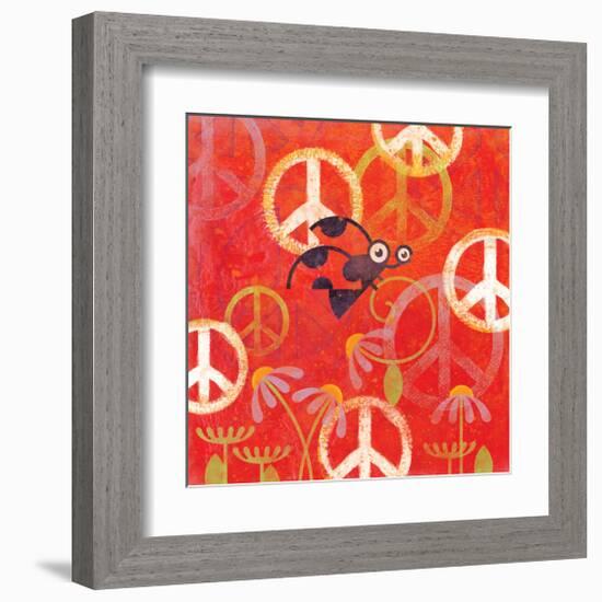 Peace Sign Ladybugs II-Alan Hopfensperger-Framed Art Print