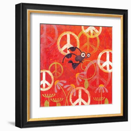 Peace Sign Ladybugs II-Alan Hopfensperger-Framed Art Print