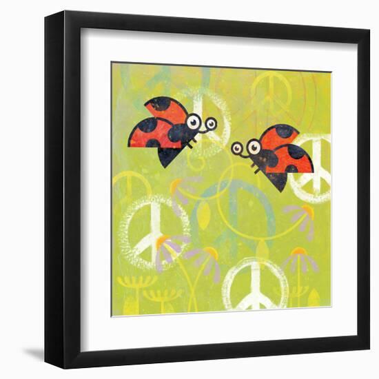 Peace Sign Ladybugs III-Alan Hopfensperger-Framed Art Print