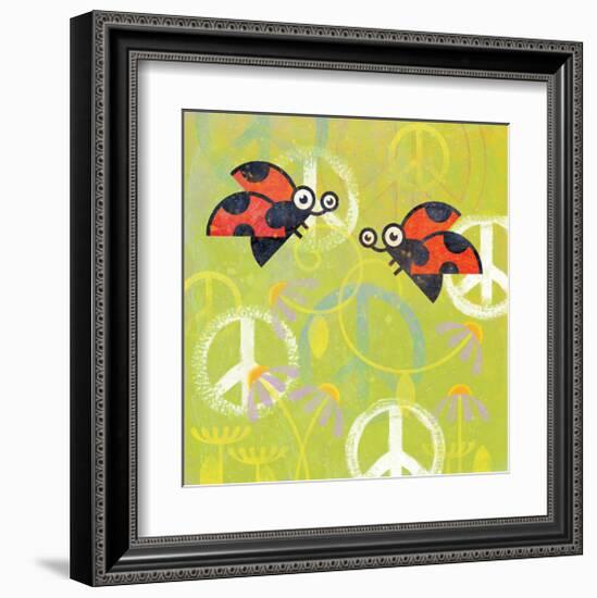 Peace Sign Ladybugs III-Alan Hopfensperger-Framed Art Print