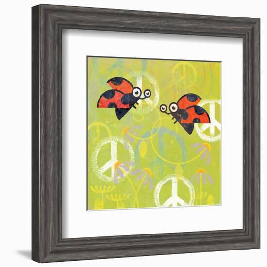 Peace Sign Ladybugs III-Alan Hopfensperger-Framed Art Print