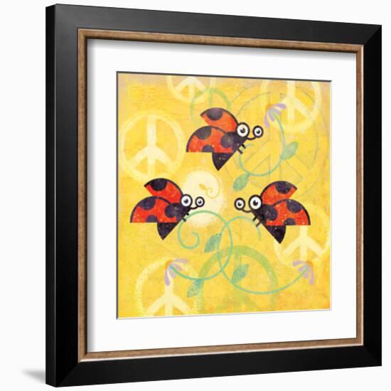 Peace Sign Ladybugs V-Alan Hopfensperger-Framed Art Print