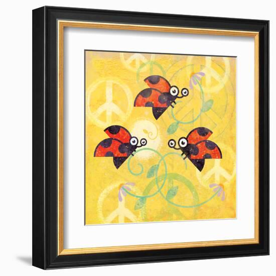 Peace Sign Ladybugs V-Alan Hopfensperger-Framed Art Print