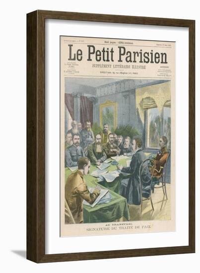 Peace the Peace Treaty is Signed in Pretoria by Christiaan de Wet and Kitchener-null-Framed Art Print