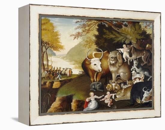 Peaceable Kingdom, by Edward Hicks, c. 1834, American painting,-Edward Hicks-Framed Stretched Canvas