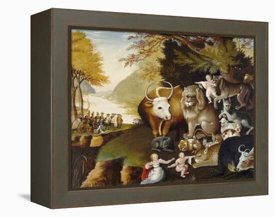 Peaceable Kingdom, by Edward Hicks, c. 1834, American painting,-Edward Hicks-Framed Stretched Canvas