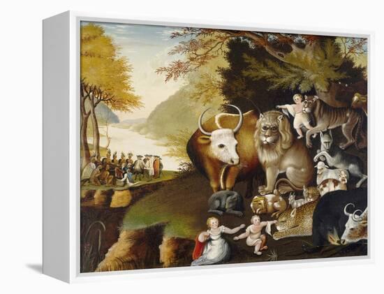 Peaceable Kingdom, by Edward Hicks, c. 1834, American painting,-Edward Hicks-Framed Stretched Canvas