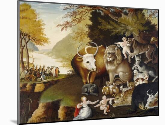 Peaceable Kingdom, by Edward Hicks, c. 1834, American painting,-Edward Hicks-Mounted Art Print