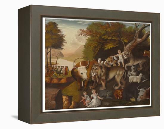 Peaceable Kingdom (Oil on Canvas)-Edward Hicks-Framed Premier Image Canvas