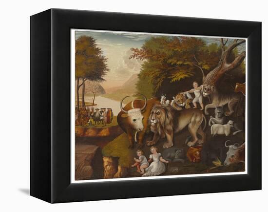 Peaceable Kingdom (Oil on Canvas)-Edward Hicks-Framed Premier Image Canvas