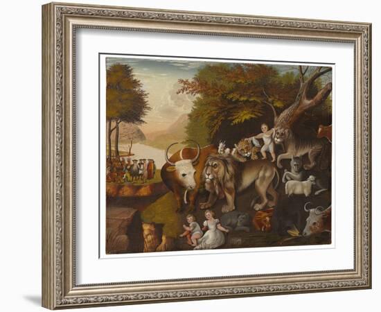 Peaceable Kingdom (Oil on Canvas)-Edward Hicks-Framed Giclee Print