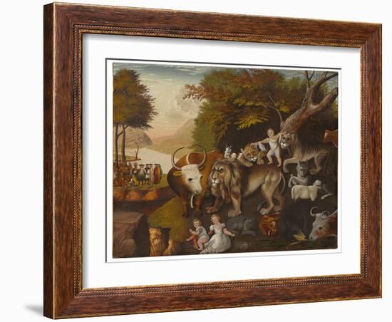 Peaceable Kingdom (Oil on Canvas)-Edward Hicks-Framed Giclee Print