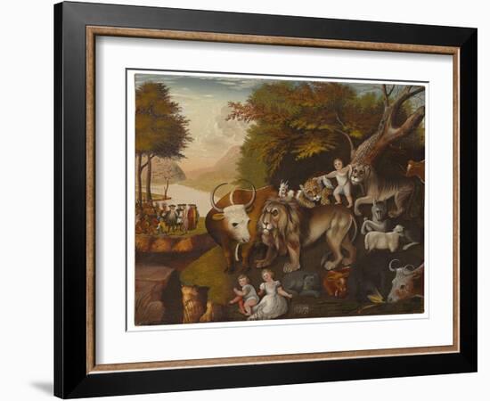 Peaceable Kingdom (Oil on Canvas)-Edward Hicks-Framed Giclee Print