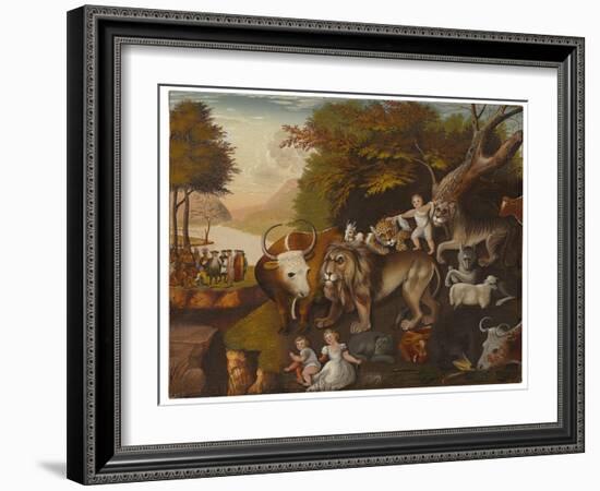 Peaceable Kingdom (Oil on Canvas)-Edward Hicks-Framed Giclee Print